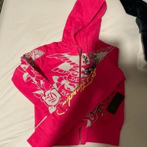 Ed Hardy Tiger Crown Zip Fleece Hoodie